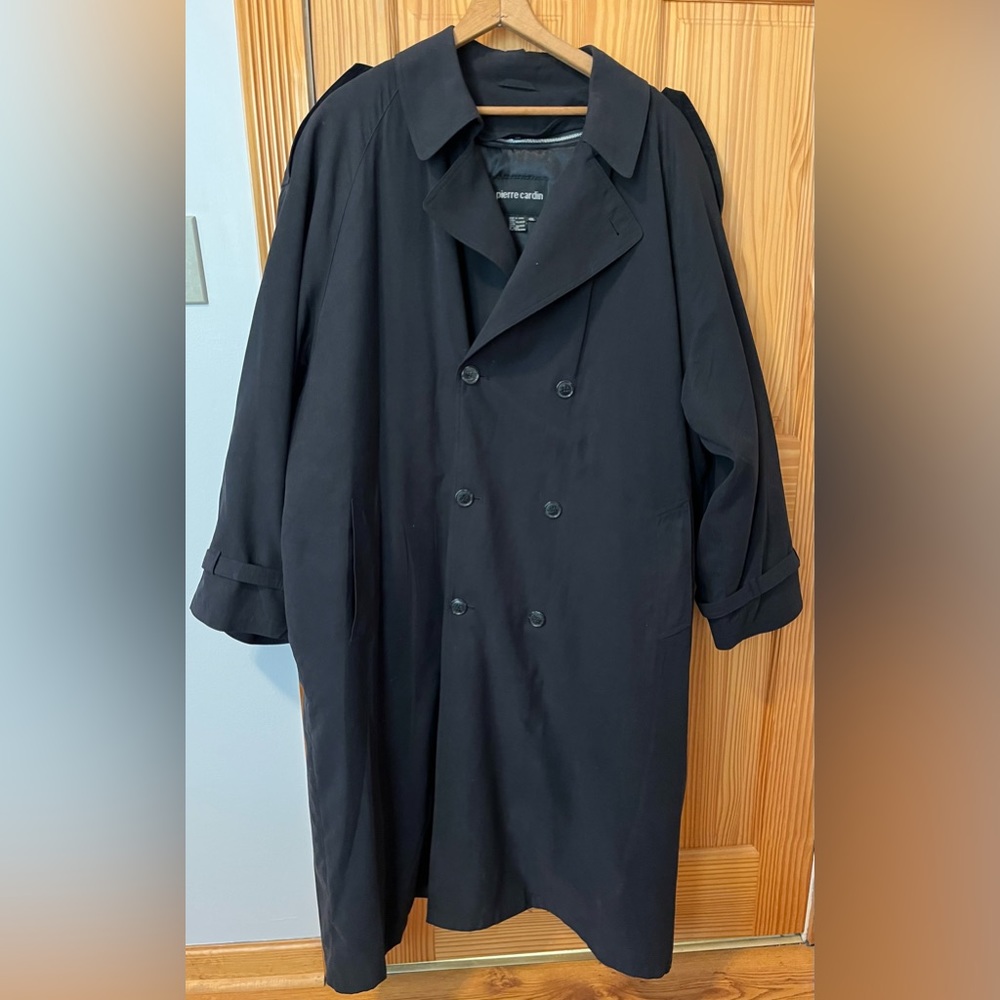 Vintage Trench‎ Coat Pierre Cardin Quilted Jacket Black Men’s 48L